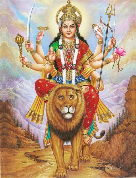 Goddess Durga Sitting On Lion