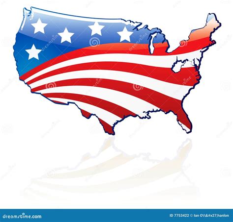 Glossy Usa Flag And Map Stock Vector Illustration Of Template 7753422