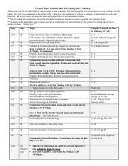 Biol Schedule S M Crn Docx Lecture Topic Schedule