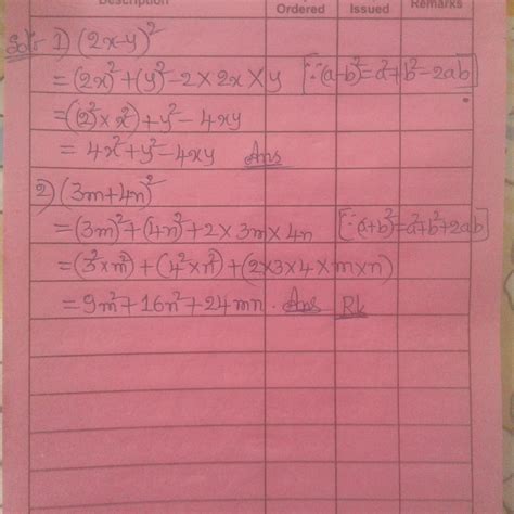 Find The Following Squares By Using Identities ﻿a 2x Y﻿ 2﻿ B 3m