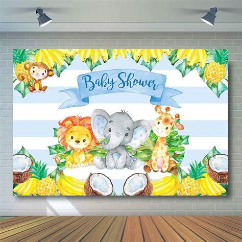 Comophoto 10x7ft Jungle Animals Baby Shower Backdrop