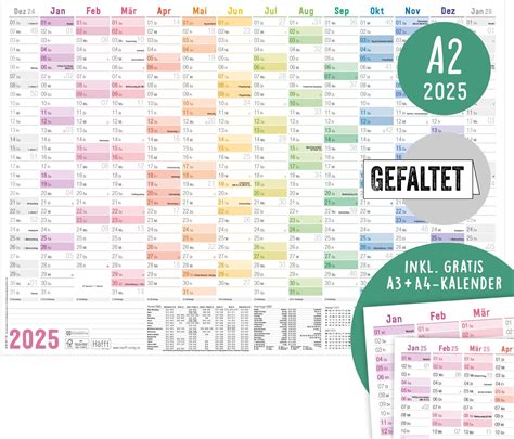 Häfft Wandkalender 2025 A3 gefalzt 42 x 29 7 cm Rainbow Wandplaner