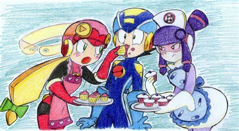 Megaman Being Fed By Meddy And Roll Megaman Amino