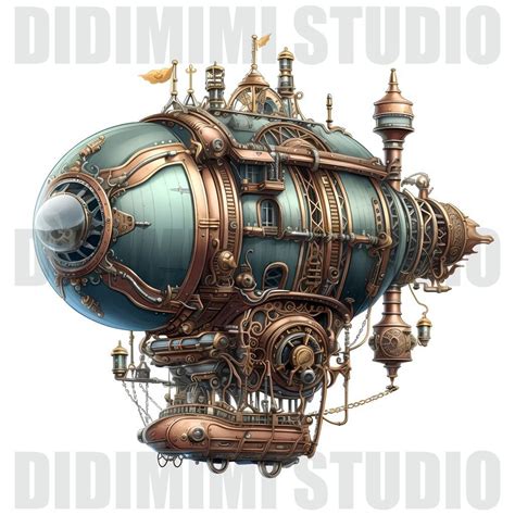 Steampunk Airships Clipart Digital Art 12 High Quality JPG Images Wall ...