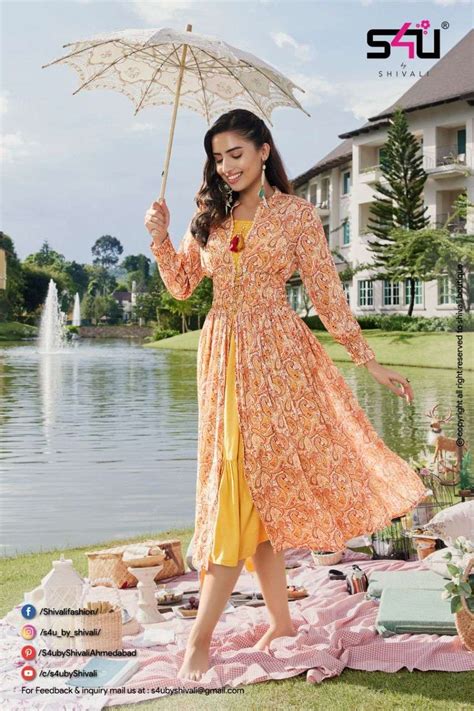 S U Shivali Hello Jacket Vol Georgette With Printed Fancy Kurti