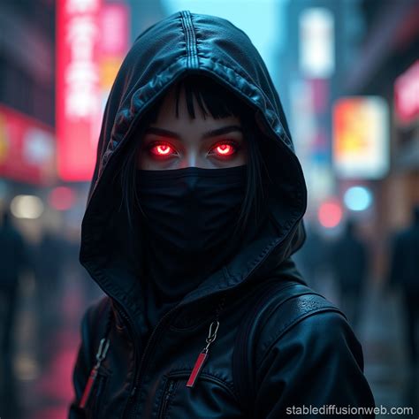 Cyberpunk Female Ninja Portrait Stable Diffusion Online