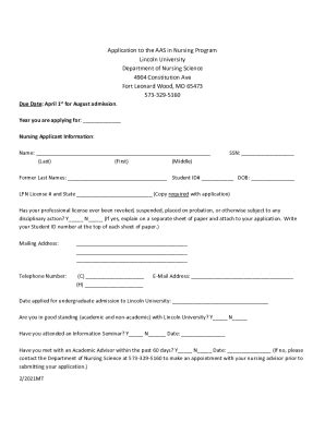 Fillable Online Application To The Aas In Nursing Program Fax Email