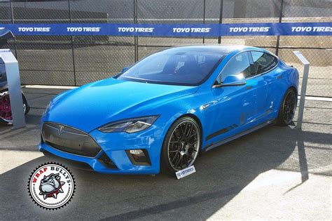 Tesla Model S Wrapped In 3m Gloss Intense Blue Wrap Car Wrap Blue Car Wrap Tesla Model S