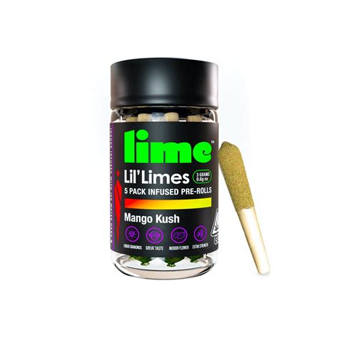 Live Resin And Hash Infused Lil Limes 6g X 5 Mini Pre Rolls Mango Kush Lime