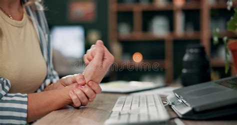 Wrist Pain Business Woman Hands And Laptop Work With Carpal Tunnel And