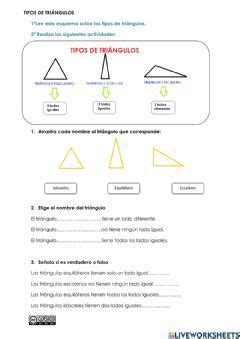 Clasificación de triángulos online pdf activity School subjects