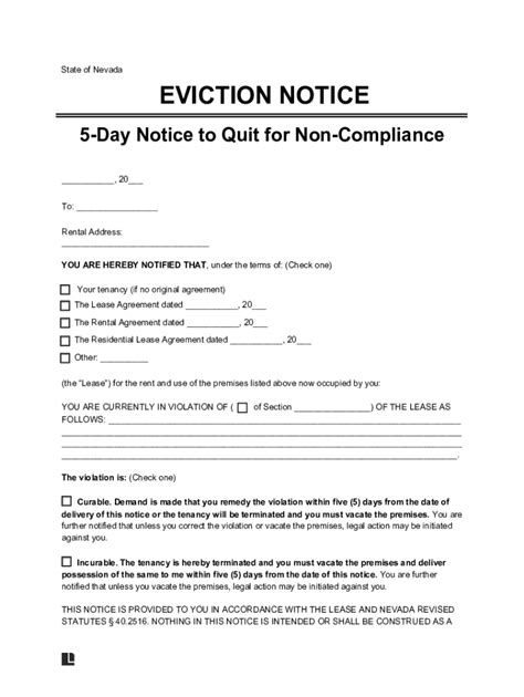 Fillable Online Free Nevada Eviction Notice Forms 3 Wordpdfeforms