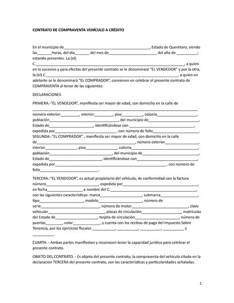 Introducir 54 Imagen Modelo De Contrato De Compraventa De Vehiculo A Credito Abzlocalmx