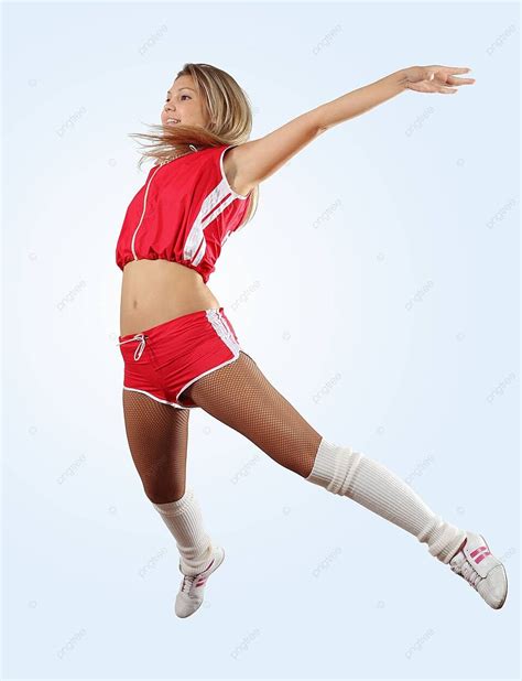 Fundo Menina Líder De Torcida Pulando Pose Esporte Atleta Foto E Imagem