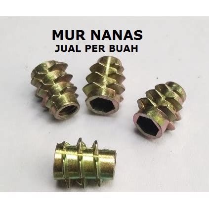 Jual Perbuah Mur Nanas M X Mm Insert Nut Knock Down Furniture Kayu