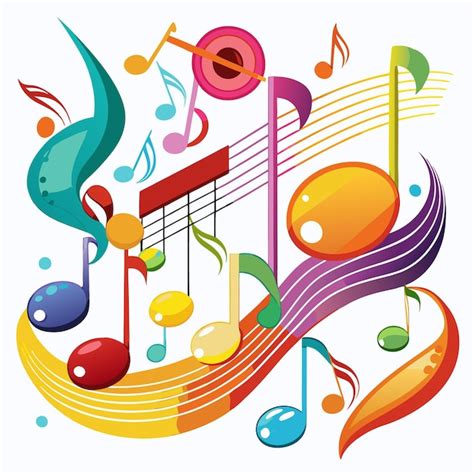 Notas musicales coloridas en un diseño abstracto Vector Premium