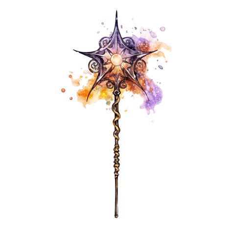 Halloween Star Magic Wand Watercolor Magic Wand Wand Start Png