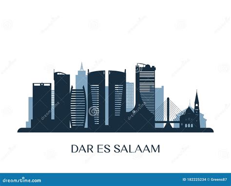 Dar Es Salaam Skyline And Landmarks Silhouette Cartoon Vector ...