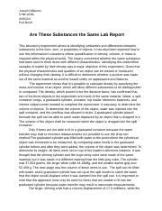 Experiment On Identifying Substances By Density Course Hero