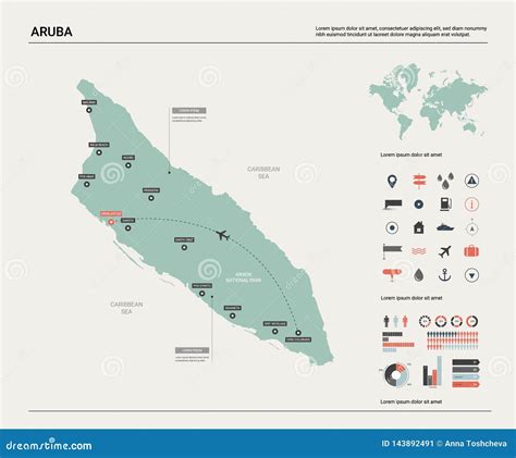 Vector Map Of Aruba. High Detailed Country Map With Division, Cities ...