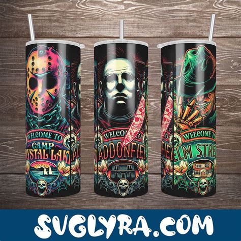 Drinking Tea Horror Movies Beverage Can Tumbler Instant Download Skinny Wrap Png Characters