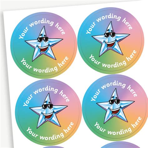 Personalised Star Stickers Multi 35 Per Sheet 37mm