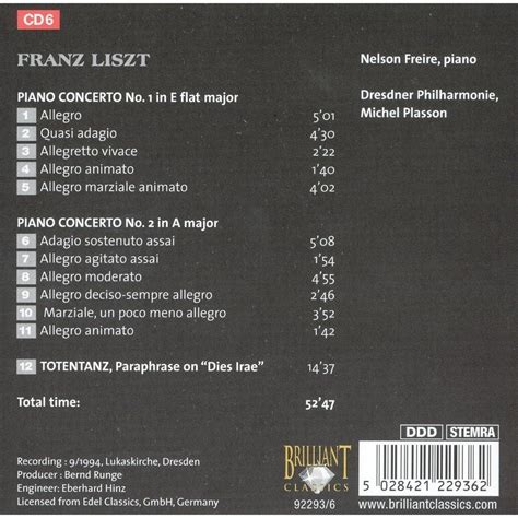 Piano Concertos 1 2 Totentanz Nelson Freire Dresden Philharmonic