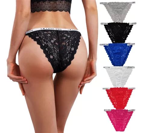 Calzones De Encaje Para Mujer Tanga Sexy Y Cómoda 3pzs Meses sin interés