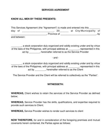 Services Agreement Sample Template Word And PDF