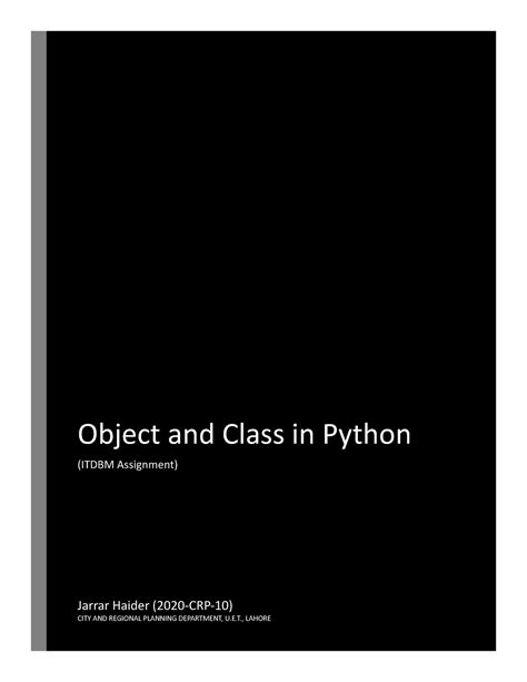 Class And Object In Python Language Object And Class In Python Itdbm