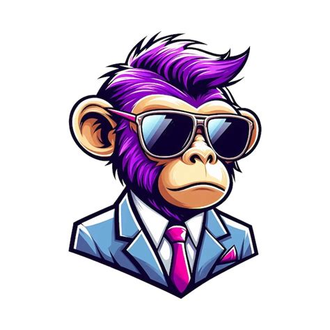 A Purple Cartoon Monkey Wearing A Suit Tie And Sunglasses Premium Ai