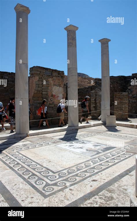 Las Ruinas De La Casa De Dioniso En Delos Grecia Fotografía De Stock