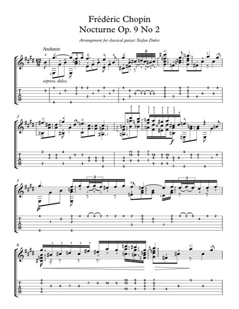 Nocturne Op No Arr Stefan Dulov By Frederic Chopin Sheet Music