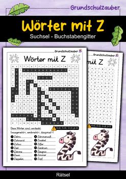 W Rter Mit Z Suchsel Buchstabengitter Buchstaben A Z Deutsch