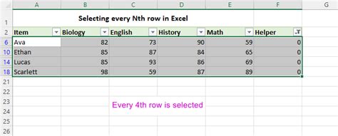 How To Select Every Other Or Every Nth Row In Excel