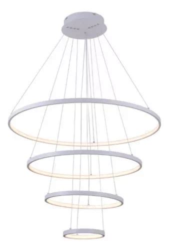 Lustre Pendente Moderno Anéis Led 4 Arcos Pe Direito Duplo