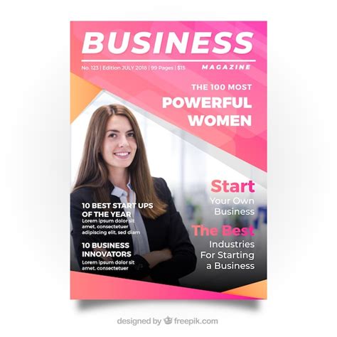 Free Vector | Business magazine cover template with photo