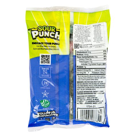 Sour Punch Bites Strawberry Green Apple Blue Raspberry 142 G Online