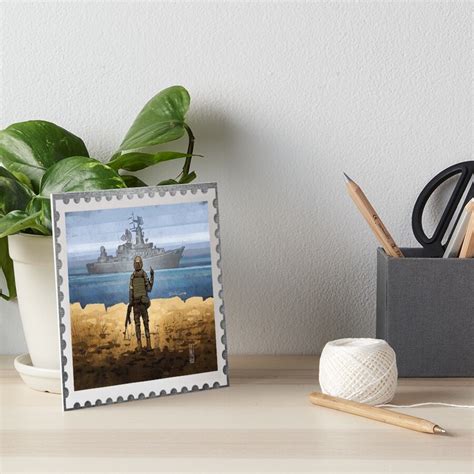 Postage Stamp Ukraine Reveals Russian Warship Go Fuck Yourself Art Board Print By