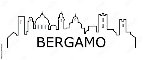 Bergamo Skyline In White Background In Vector File City Name Lettering