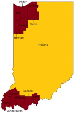 Time Zones Map in Indiana -- Timebie