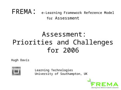 Ppt Frema E Learning Framework Reference Model For Assessment