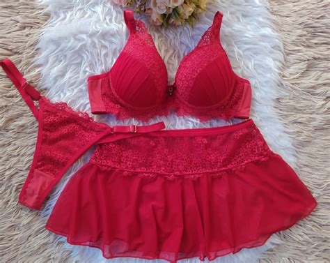 Conjunto De Lingerie Vermelho Love