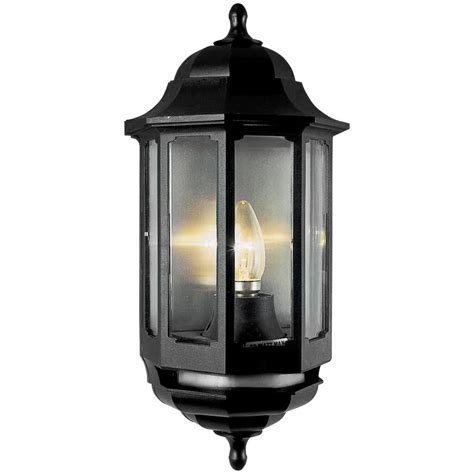 PACK IP44 Outdoor Wall Light Satin Black PIR Half Lantern Traditional ...