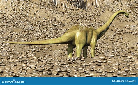 Representación Prehistórica Jurásica De La Escena 3d De Los Dinosaurios