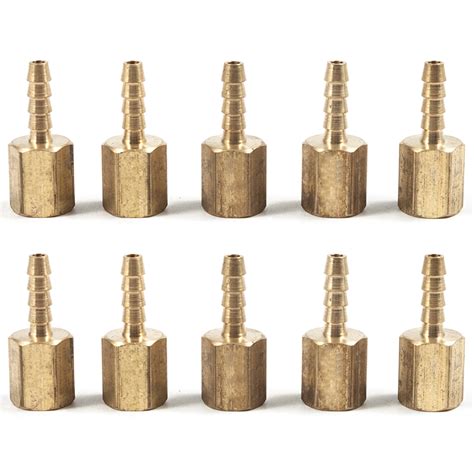 Ltwfitting Brass Fitting Coupler Adapter 1 8 Inch Hose Barb X 1 8 Inch Female Npt Pack Of 10