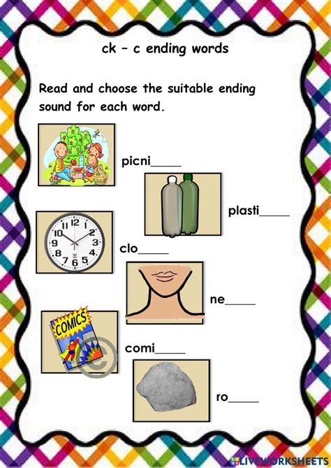 Phonics Words Ending With Ck C Online Exercise For Live Worksheets