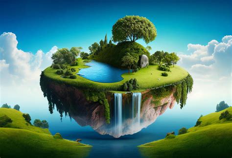 Fantasy Island With Waterfalls 3d Illustration Elements Of This Image