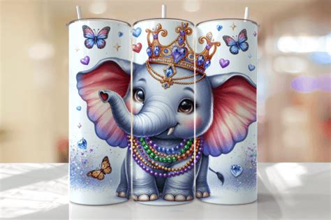 Cute Elephant Mardi Gras Tumbler Wrap Graphic By Thedigitalstore