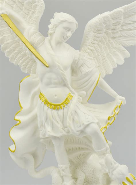 Alabaster Figur Des Erzengels Michael Mit Goldfaden Cm Religi Se